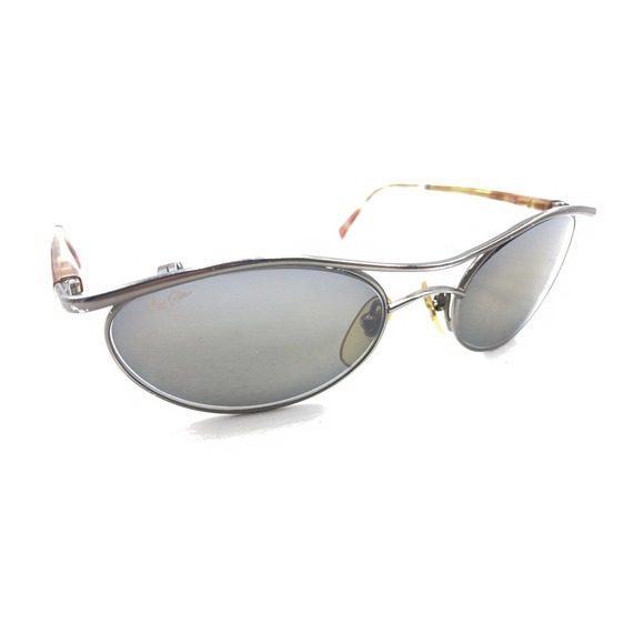 Maui Jim Gunmetal Silver Brown Metal Oval Sunglasses Gray...